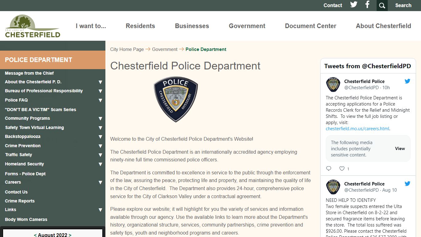 City of Chesterfield, Missouri | Police Department