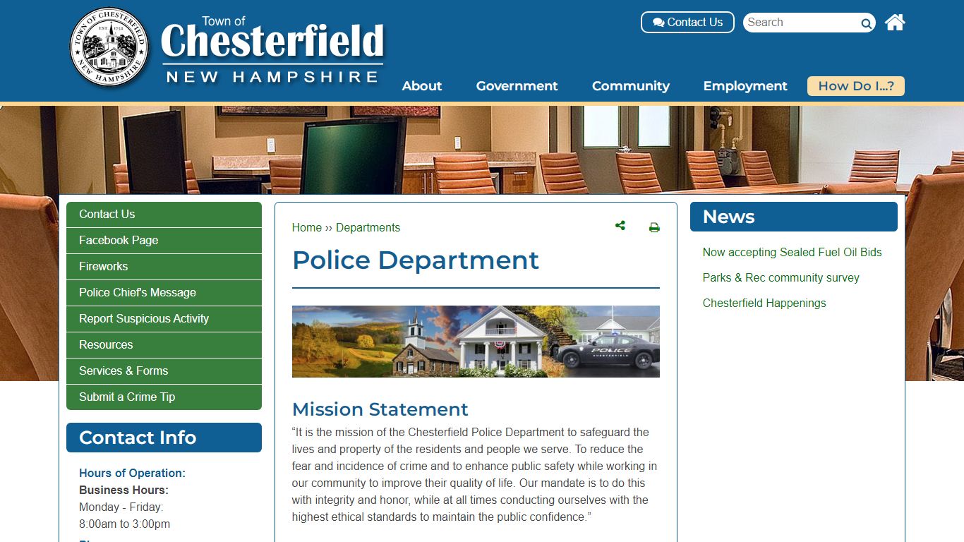 Police Department | Chesterfield, NH - New Hampshire